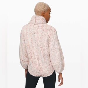 Lululemon Warmth Restore Sherpa Pullover - pink/heathered copper clay color.